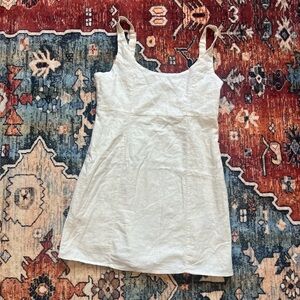 Vintage cream white color linen mini dress